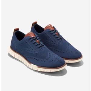 COLE HAAN ZERO GRAND Men‎ Navy Blue Dress Shoe Wingtip Oxford Office Business 12